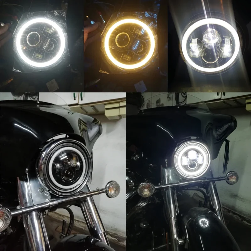 Phares LED ronds 7 pouces H4 Angel Eyes Jeep Wrangler 2 pièces