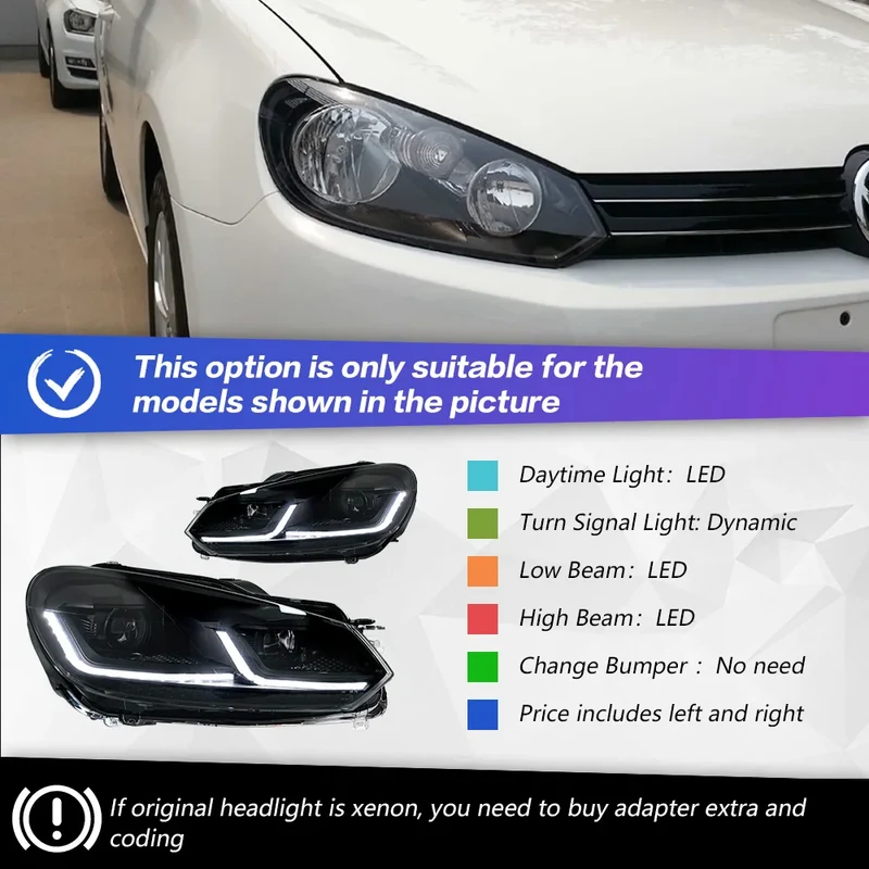 Phares LED Volkswagen Golf 6 MK6 2009-2012 finitions GTI et TSI