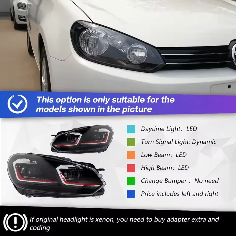 Phares LED Volkswagen Golf 6 MK6 R20 2009-2012
