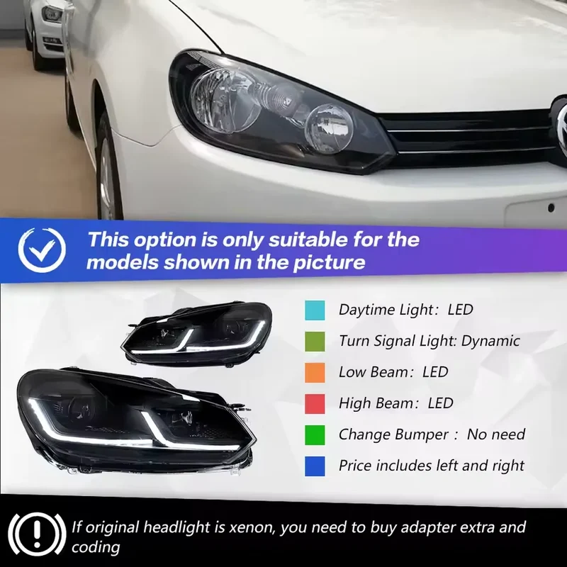 Phares LED Volkswagen Golf 6 MK6 R20 2009-2012