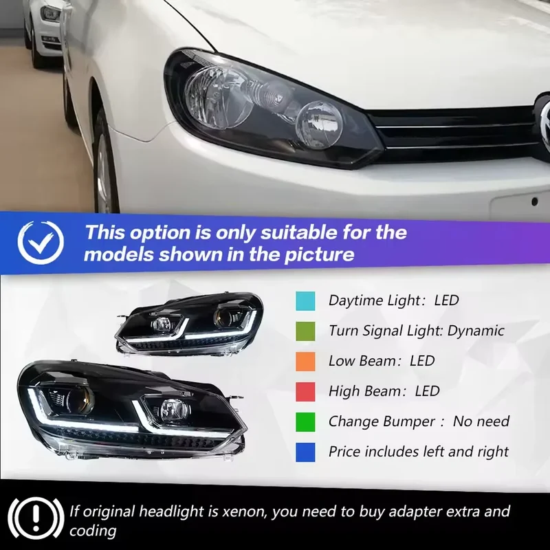 Phares LED Volkswagen Golf 6 MK6 R20 2009-2012