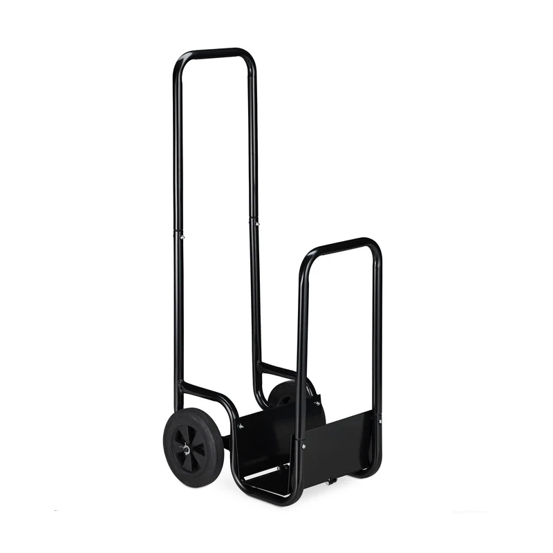 Chariot à bois robuste pour transport facile stockage à court terme 100 x 50 x 40 cm en métal noir 13_0008415