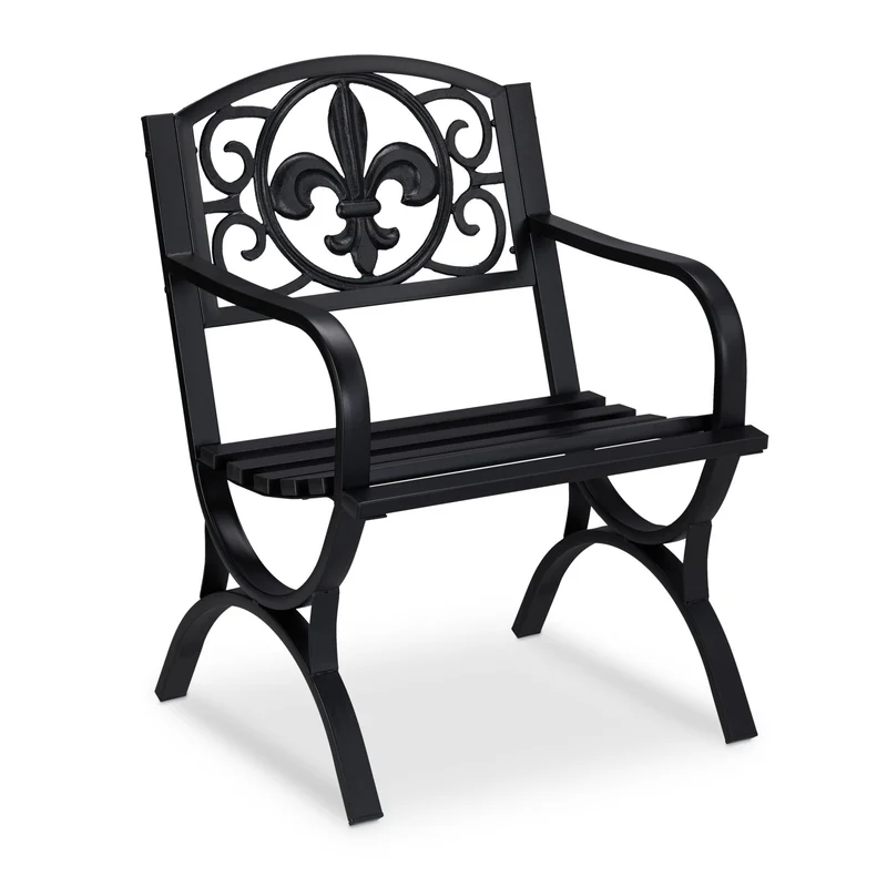Chaise de jardin en acier robuste confort ergonomique 60 x 60 x 90 cm en métal gris 13_0008375