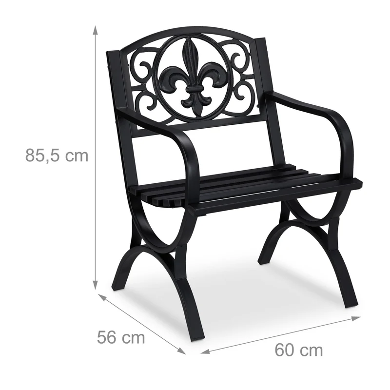 Chaise de jardin en acier robuste confort ergonomique 60 x 60 x 90 cm en métal gris 13_0008375