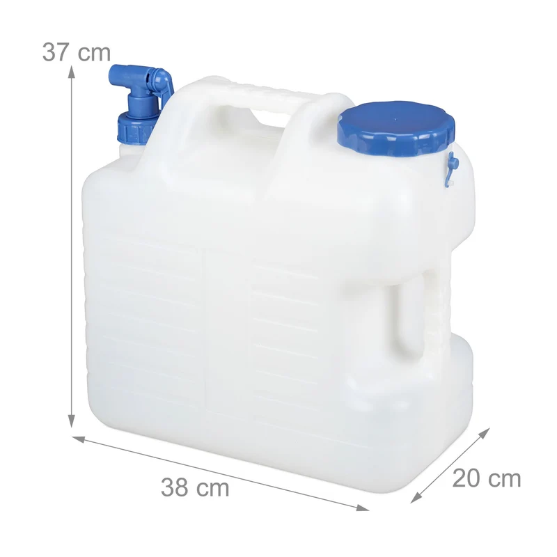 Bidon d'eau transportable 25 L 36,5 x 37,5 x 22 cm avec robinet pratique pour pique-nique en HDPE blanc 13_0005642