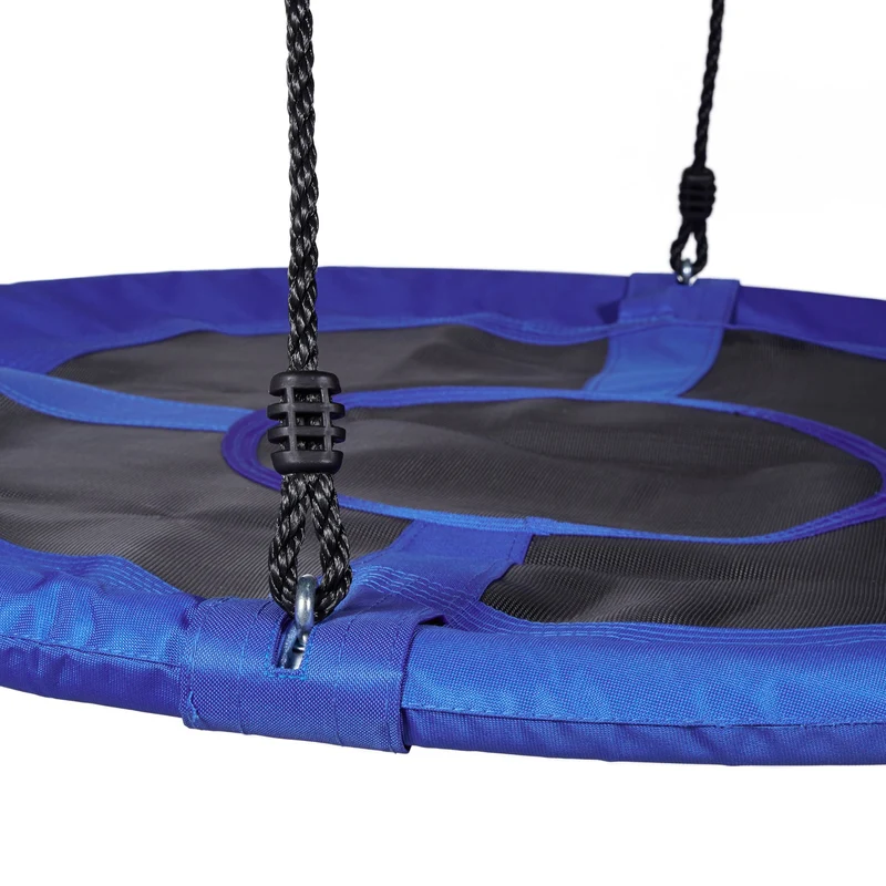 Balançoire nid d'oiseau ronde jardin pour enfants et adultes confort d'assise moderne 110 cm en nylon bleu foncé 13_0005259