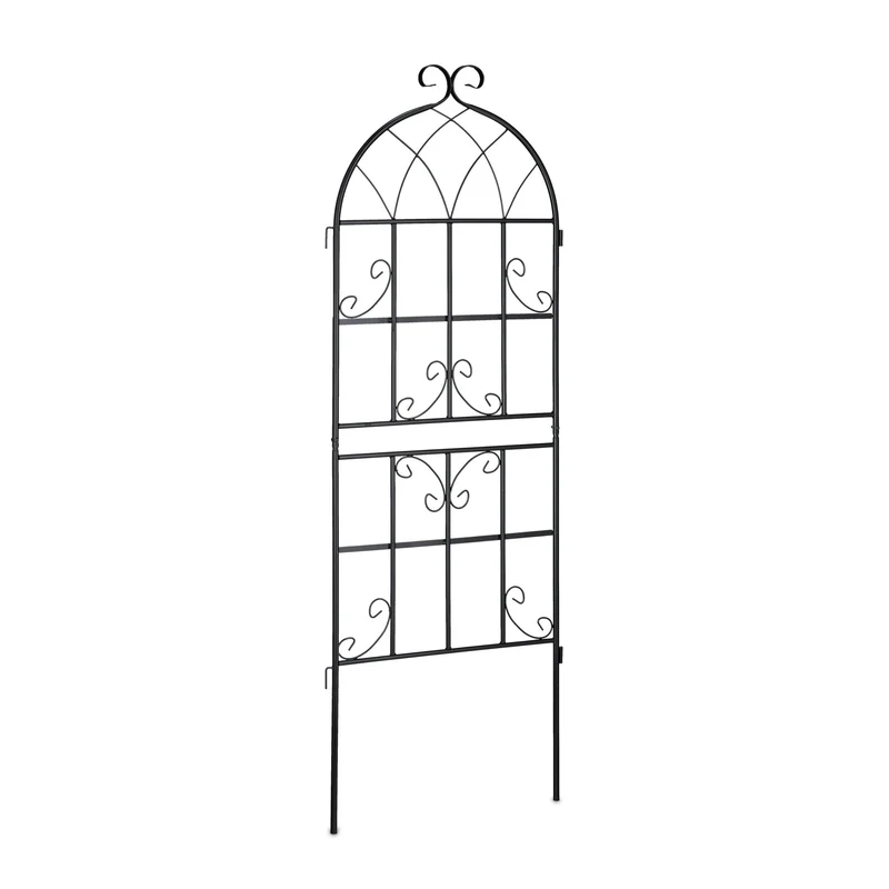 Lot de 2 treillis de jardin décoratif noir en métal 150 x 50 x 1,5 cm avec support pour plantes grimpantes 13_0008798