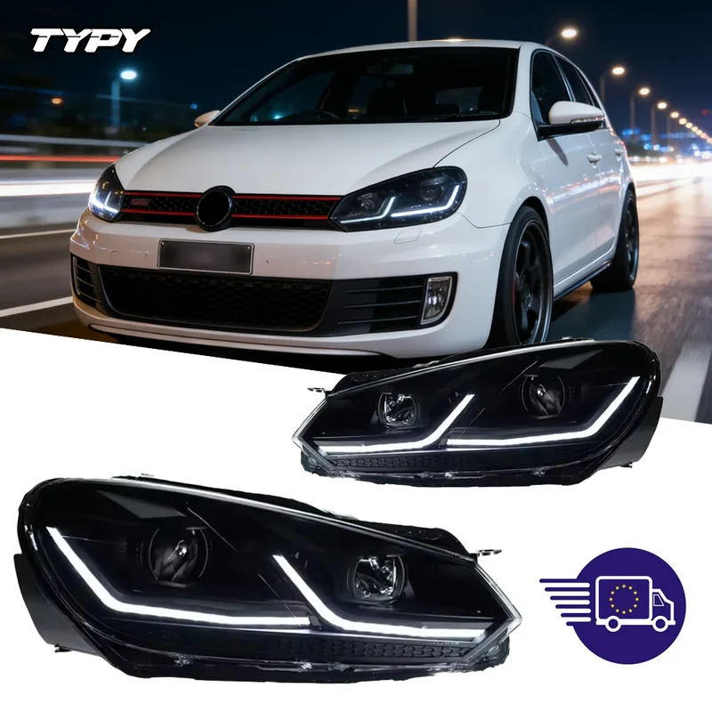 Phares TYPY VW Golf 6 MK6 2009-2012 TSI Argent GTI Rouge Fumé