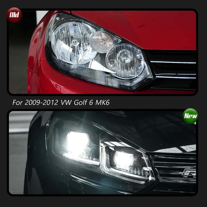 Phares TYPY VW Golf 6 MK6 2009-2012 TSI Argent GTI Rouge Fumé