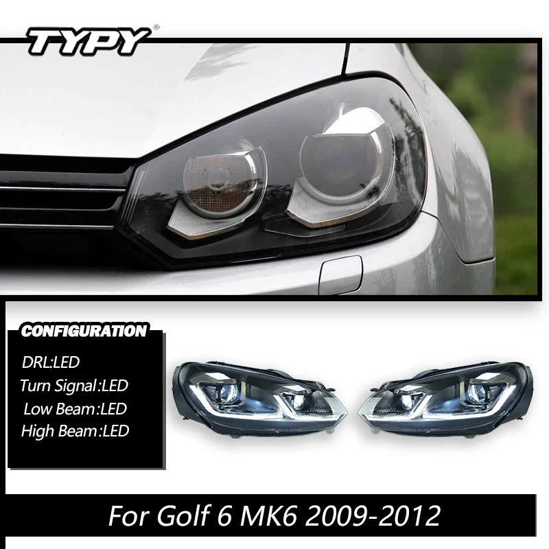 Phares TYPY VW Golf 6 MK6 2009-2012 TSI Argent GTI Rouge Fumé