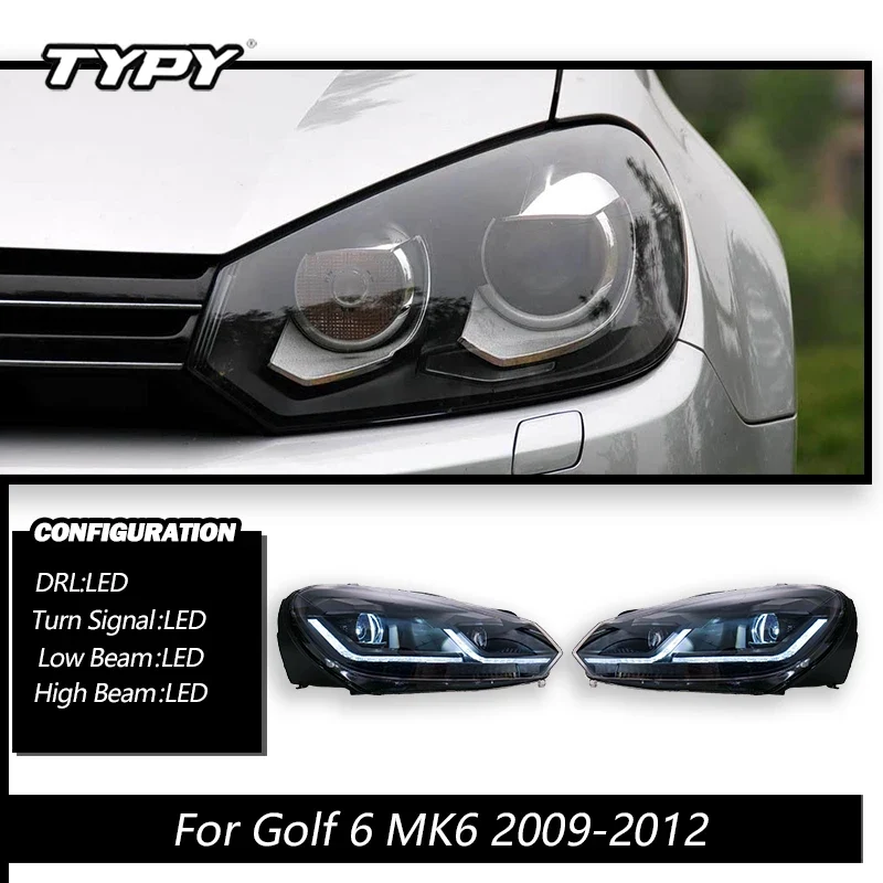 Phares TYPY VW Golf 6 MK6 2009-2012 TSI Argent GTI Rouge Fumé