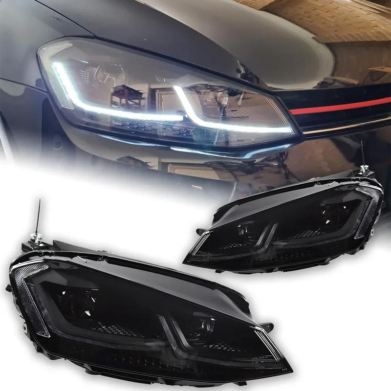 Phares AKD VW Golf 7 MK7 2012-2017 GTI Rouge Argent Noir