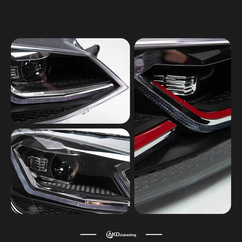 Phares AKD VW Golf 7 MK7 2012-2017 GTI Rouge Argent Noir