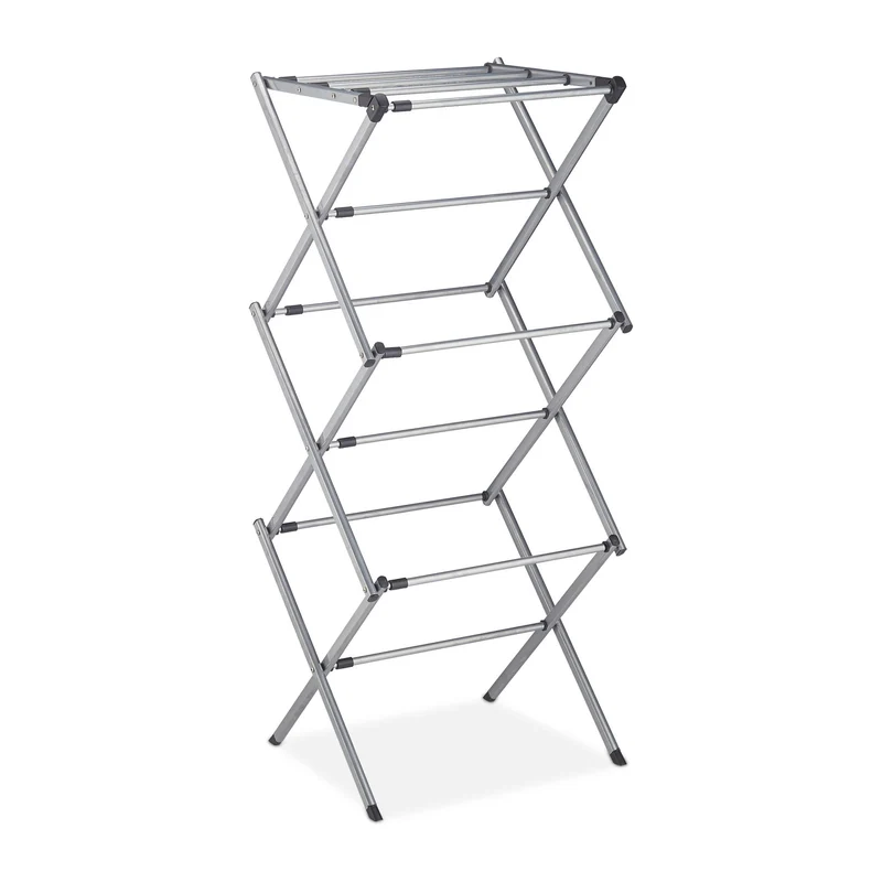 Séchoir à linge pliable extensible 106 x 43-74 x 38 cm 6 niveaux gain de place pratique en métal blanc 13_0008683