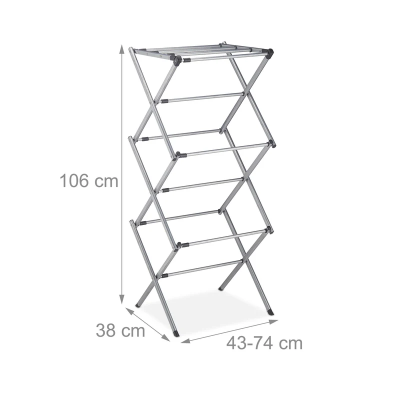 Séchoir à linge pliable extensible 106 x 43-74 x 38 cm 6 niveaux gain de place pratique en métal blanc 13_0008683