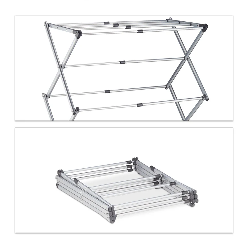 Séchoir à linge pliable extensible 106 x 43-74 x 38 cm 6 niveaux gain de place pratique en métal blanc 13_0008683