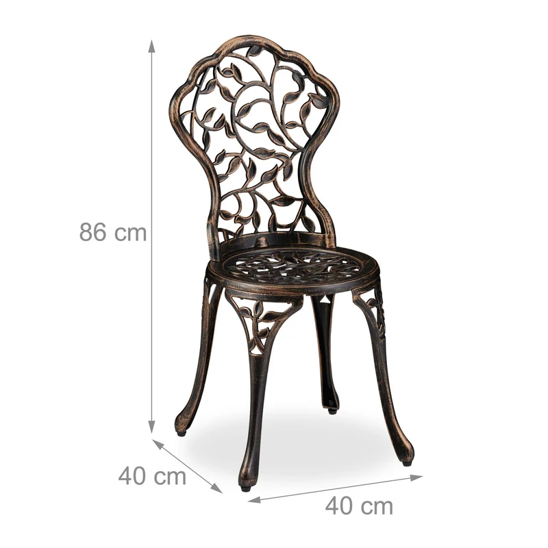 Ensemble de mobilier de balcon table ronde 70 x 70 x 75 cm avec 2 chaises design antique ambiance romantique en aluminium noir 13_0008339