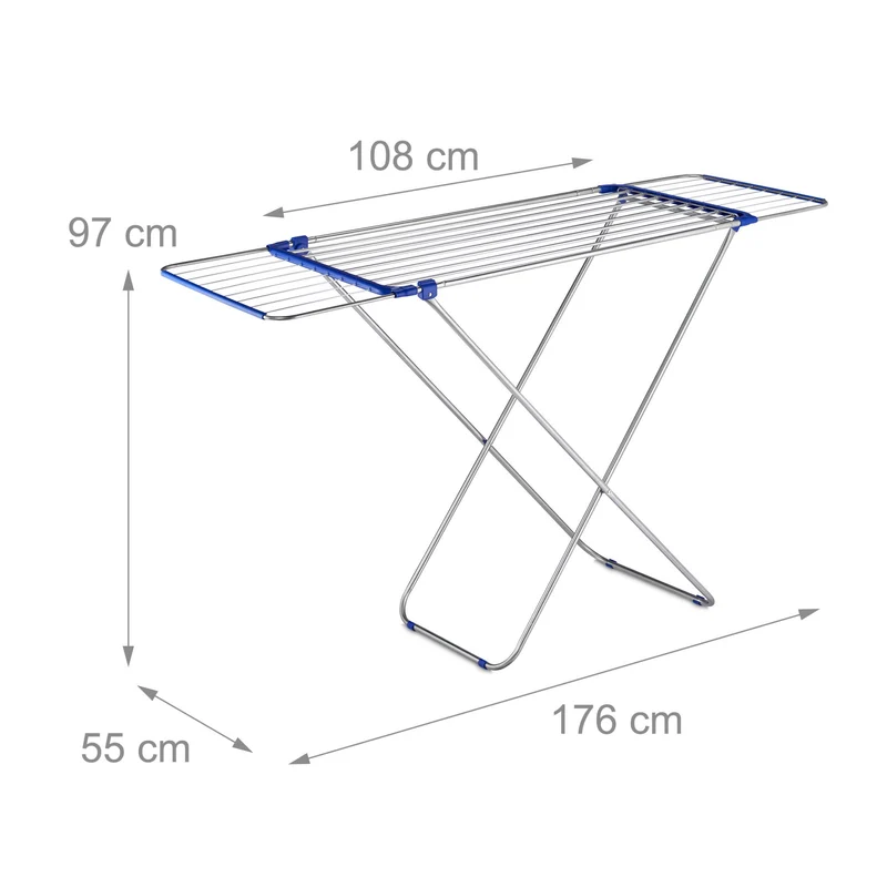 Séchoir extensible pliable design moderne salle de bain balcon 13,6 m en acier inox noir 13_0008296