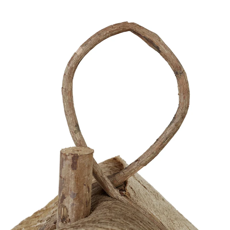Maison d'oiseaux décorative en bois naturel style rustique pour balcon jardin 32 x 29 x 16 cm en bois nature 13_0008695