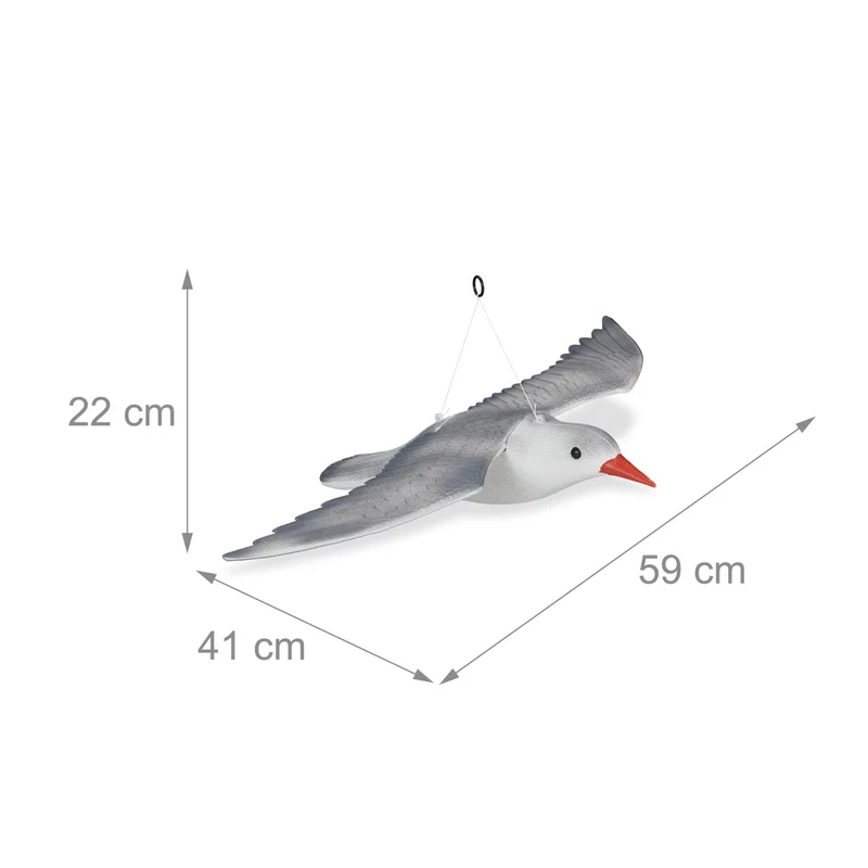 Epouvantail mouette décoratif résistant aux intempéries 22 x 59 x 41 cm en PE gris 13_0008242