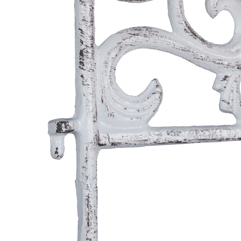 Bordure de jardin décorative antique en fonte de fer 27 x 27 x 1 cm pour délimitation espace en blanc 13_0008733