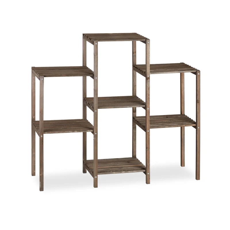 Etagère à fleurs évolutive moderne pour plantes 70 x 89 x 27 cm en bois de sapin brun foncé 13_0008639