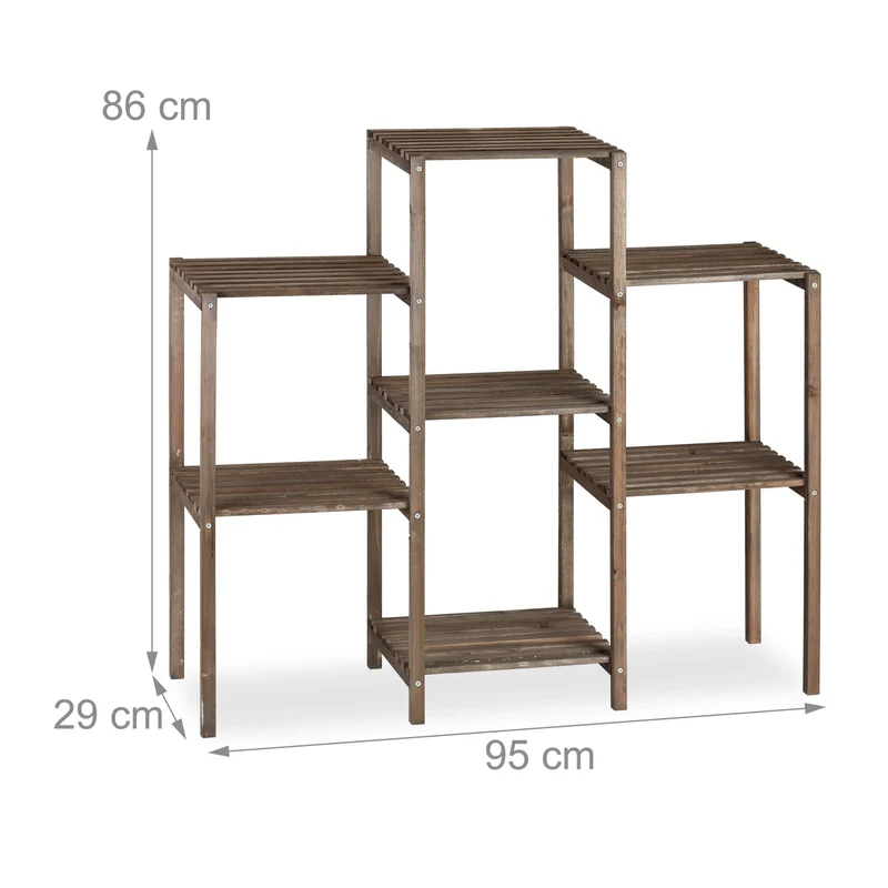Etagère à fleurs évolutive moderne pour plantes 70 x 89 x 27 cm en bois de sapin brun foncé 13_0008639