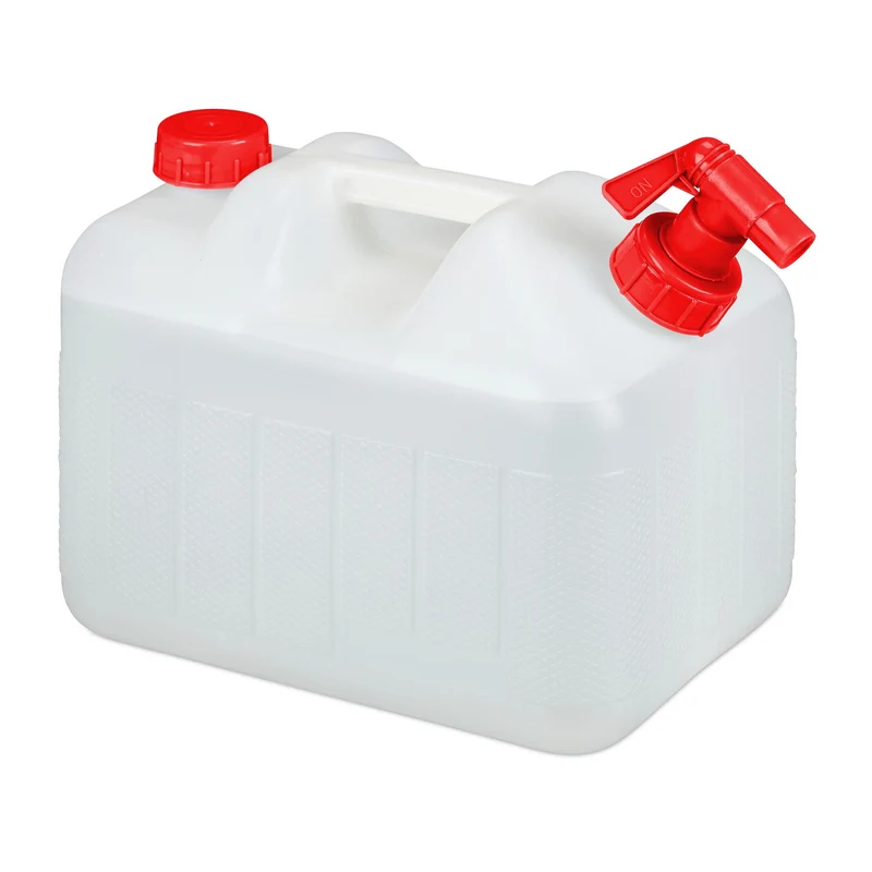 Bidon à eau transportable avec robinet 38 x 22 x 38 cm idéal camping matériel léger en PE blanc 13_0008816