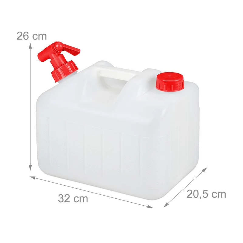 Bidon à eau transportable avec robinet 38 x 22 x 38 cm idéal camping matériel léger en PE blanc 13_0008816