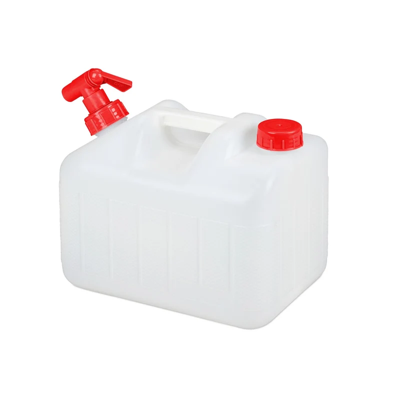 Bidon à eau transportable avec robinet 38 x 22 x 38 cm idéal camping matériel léger en PE blanc 13_0008816