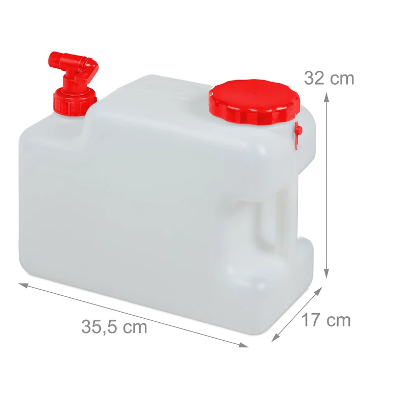 Bidon à eau transportable avec robinet 37 x 20 x 37 cm hermétique léger style extérieur en HDPE blanc 13_0008813
