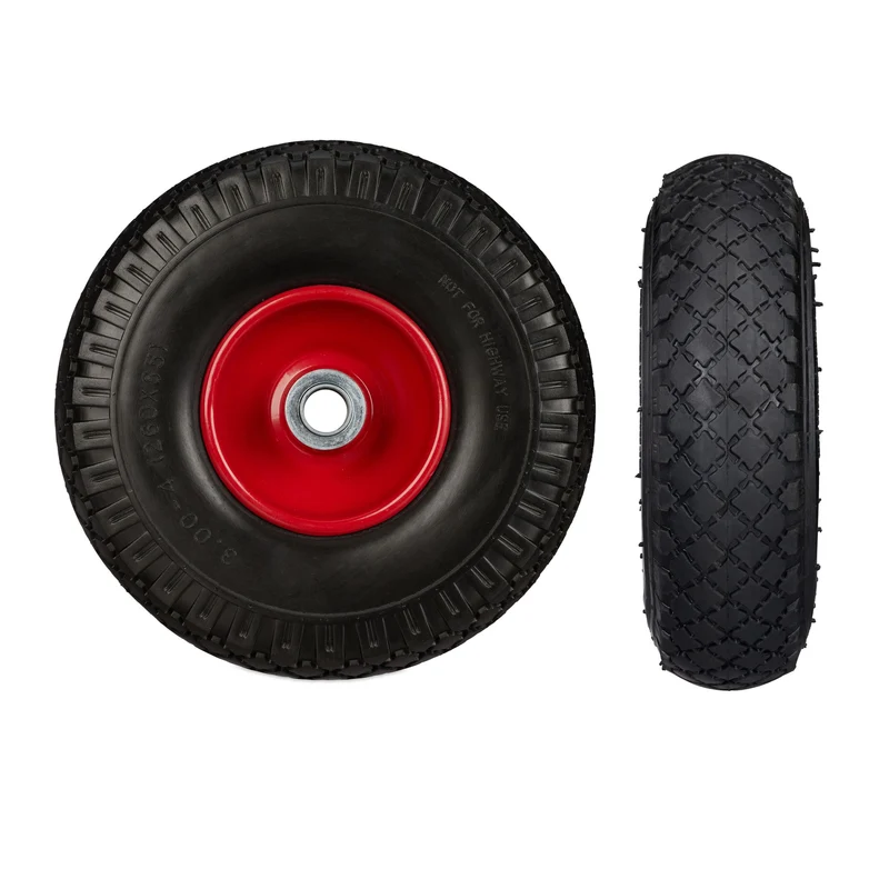 Lot de 2 roues de brouette increvables 26 x 8,5 cm confort de transport robuste en caoutchouc noir 13_0007218