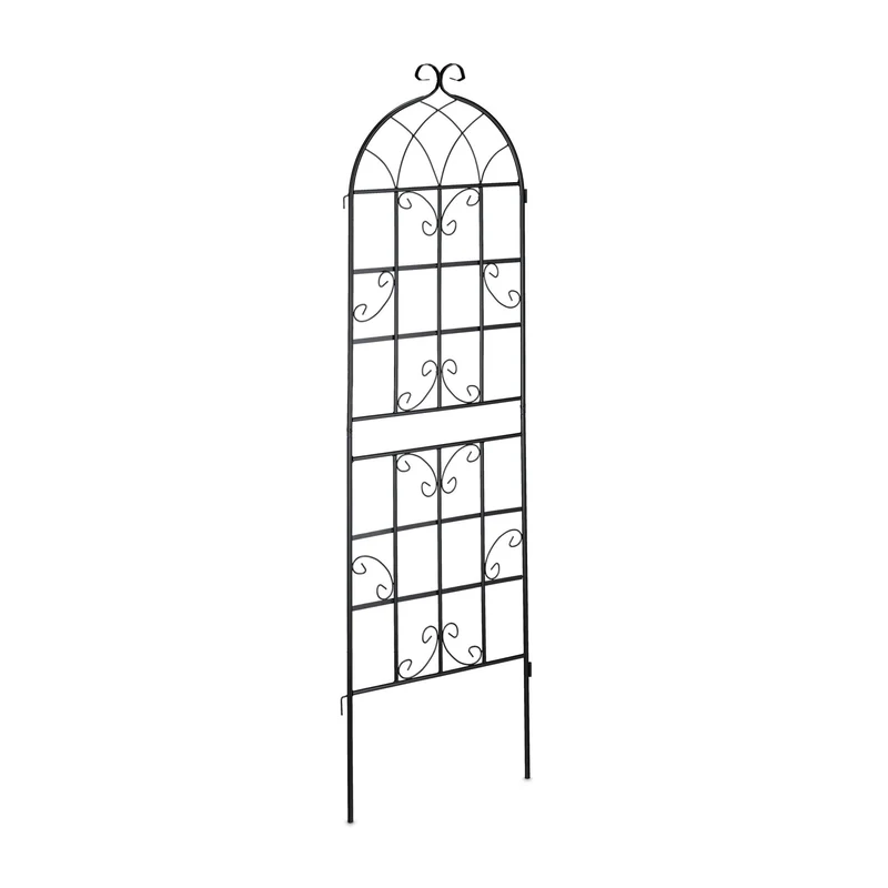 Lot de 2 treillis de jardin décoratif noir en métal 150 x 50 x 1,5 cm avec support pour plantes grimpantes 13_0008799
