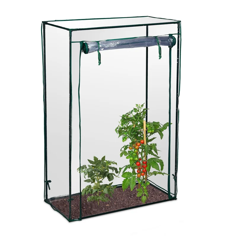 Serre à tomates compacte jardin balcon 150 x 100 x 50 cm montage facile design pratique en acier vert 13_0008887