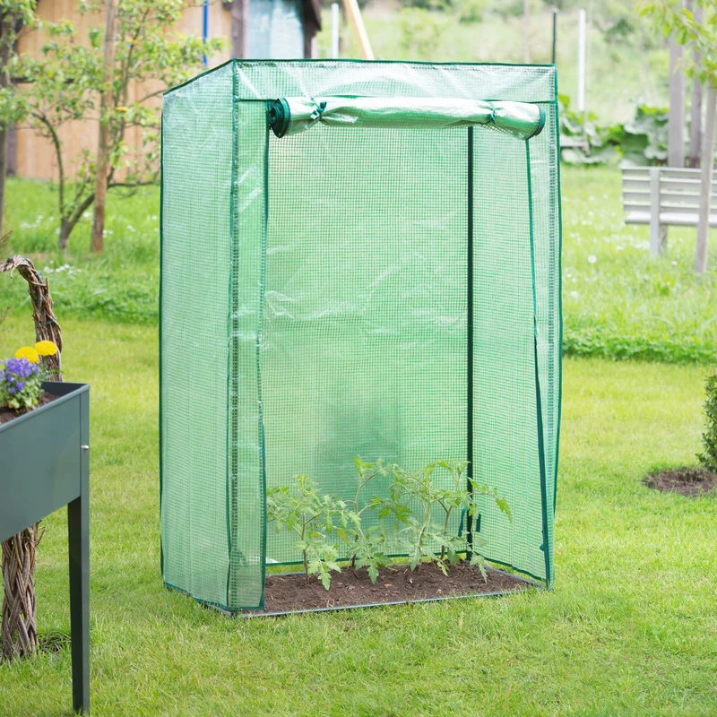 Serre à tomates compacte jardin balcon 150 x 100 x 50 cm montage facile design pratique en acier vert 13_0008887