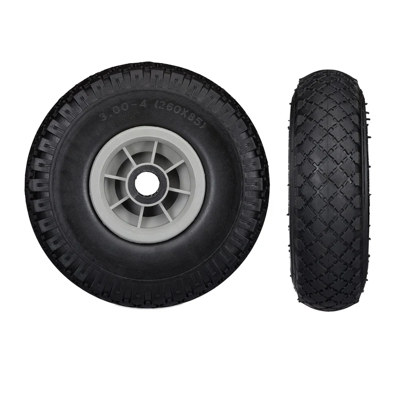 Lot de 2 roues de brouette increvables 26 x 8,5 cm avec roulement à aiguilles confort transport en caoutchouc noir 13_0007225