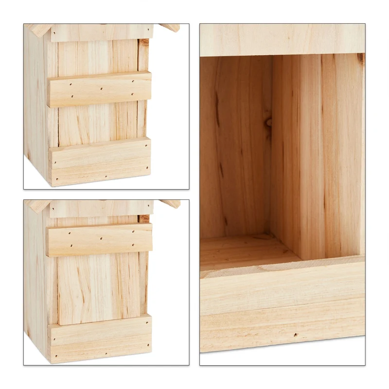 Nichoir à oiseaux en bois naturel avec toit pointu jardin 25 x 20 x 30 cm abri sûr nettoyage facile en bois naturel 13_0007561
