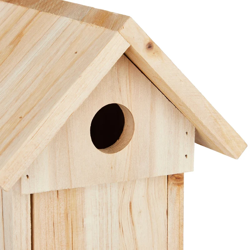 Nichoir à oiseaux en bois naturel avec toit pointu jardin 25 x 20 x 30 cm abri sûr nettoyage facile en bois naturel 13_0007561