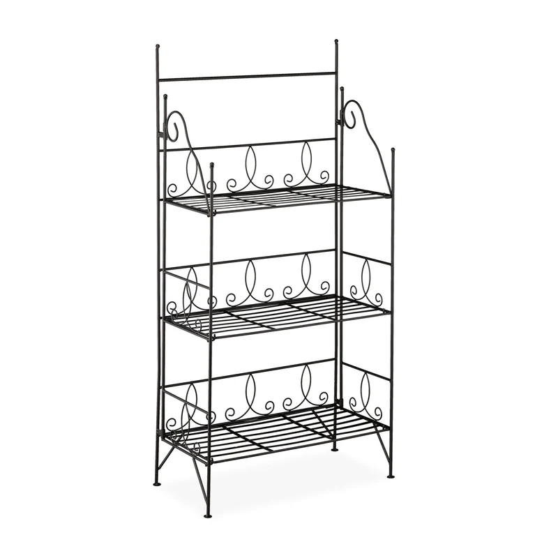 Étagère à fleurs extérieure pliable 100 x 30 x 100 cm design moderne balcon en fer noir 13_0008325