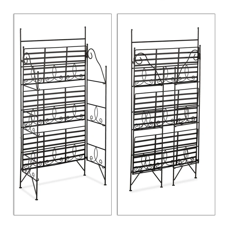 Étagère à fleurs extérieure pliable 100 x 30 x 100 cm design moderne balcon en fer noir 13_0008325