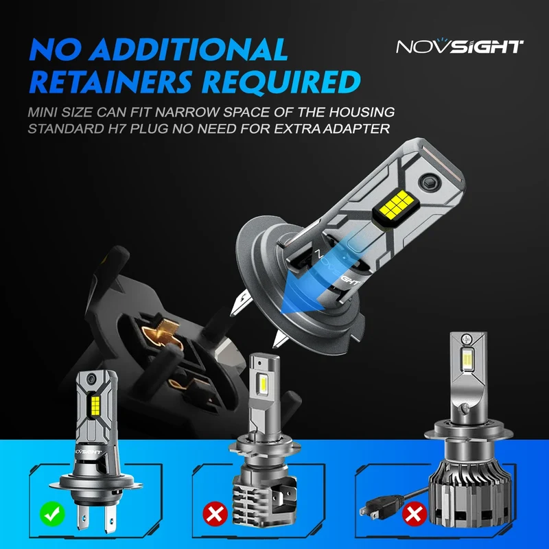 NOVSIGHT Phare LED H7 Mini 60W 12000LM Universelle