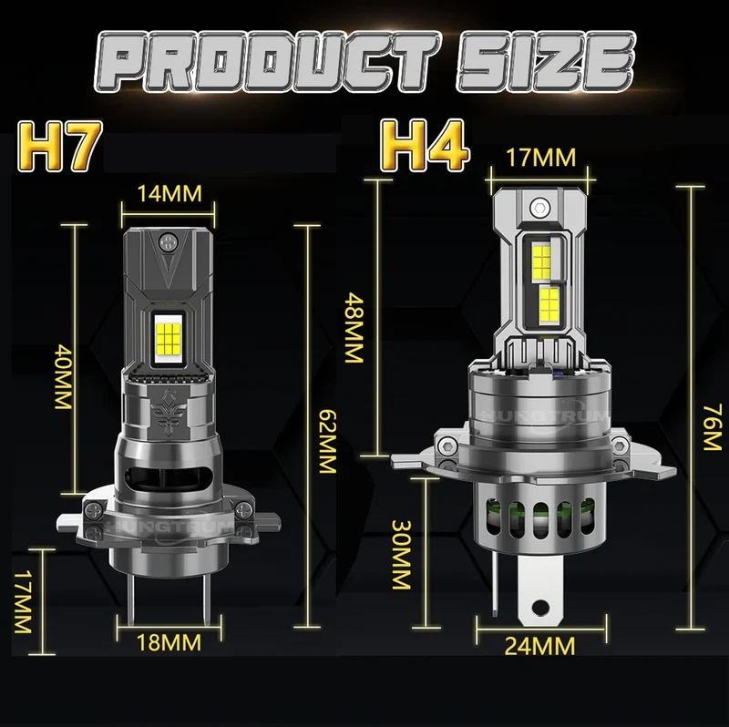 Ampoules LED Canbus H7 H4 800000LM Mini Universelles