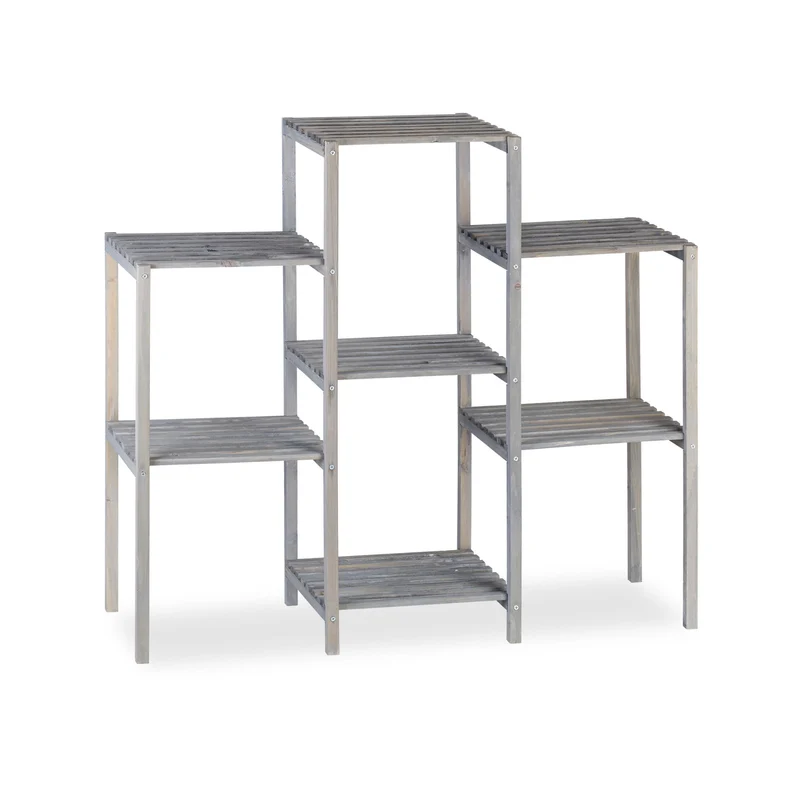 Etagère à fleurs en bois de sapin 70 x 89 x 27 cm usage intérieur design rustique en bois gris 13_0008637