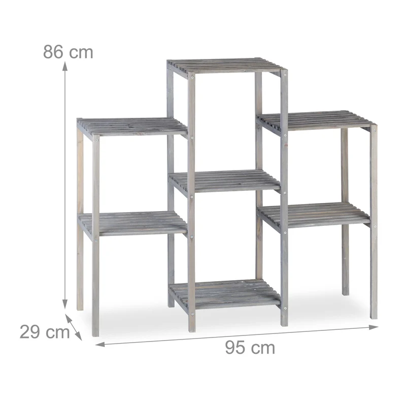 Etagère à fleurs en bois de sapin 70 x 89 x 27 cm usage intérieur design rustique en bois gris 13_0008637