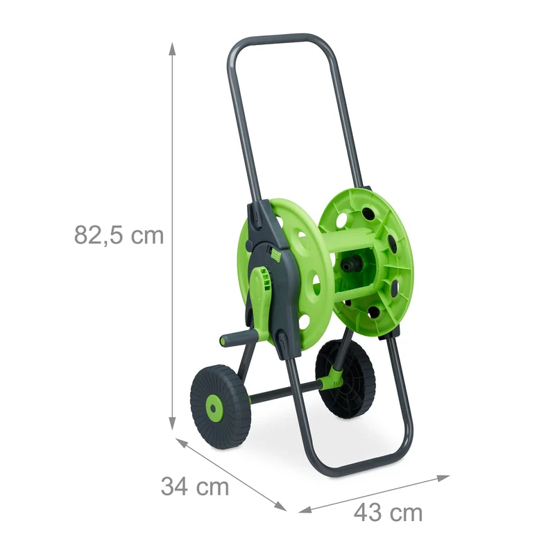 Chariot de tuyau roulant pratique jardin 45 m avec manivelle et roues faciles à déplacer en plastique vert 13_0008390