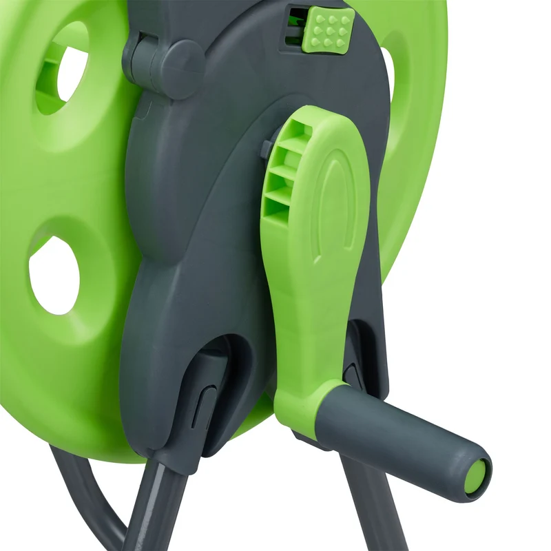 Chariot de tuyau roulant pratique jardin 45 m avec manivelle et roues faciles à déplacer en plastique vert 13_0008390