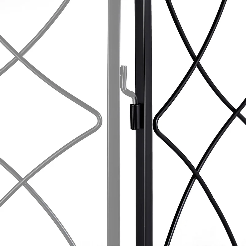 Lot de 3 treillis de jardin en métal noir 122 x 31 x 1 cm style décoratif améliore la croissance en acier zingué noir 13_0008345