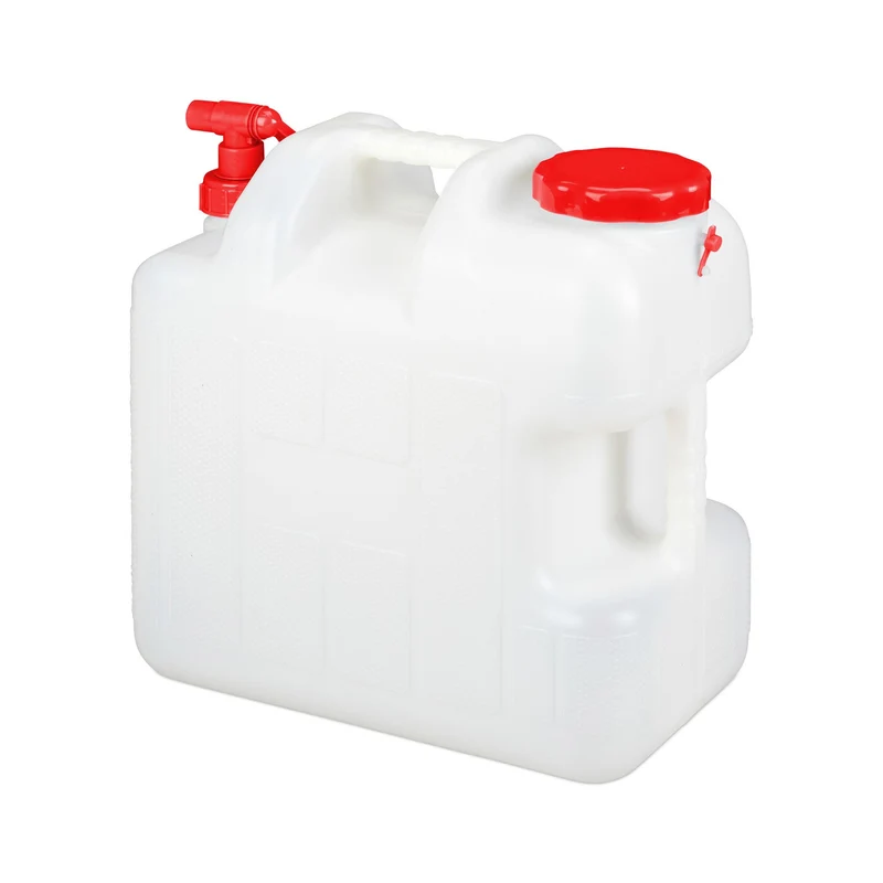 Bidon d'eau transportable avec robinet léger 38 x 22 x 38 cm hermétique usage extérieur en PE blanc 13_0008819