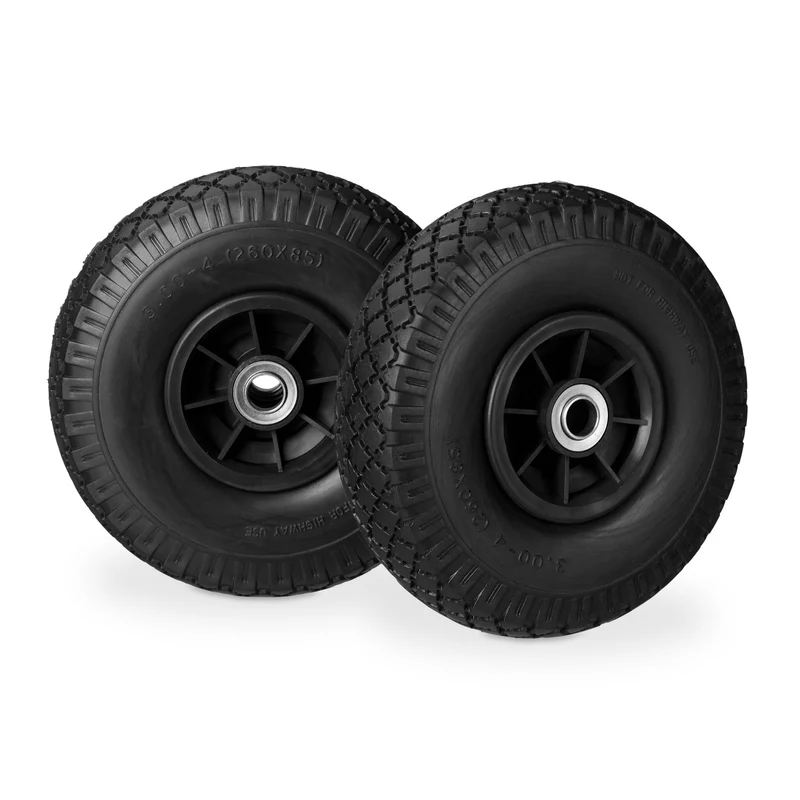 Lot de 2 roues de brouette increvables 26 x 8,5 cm confort de transport durable en caoutchouc noir 13_0007215