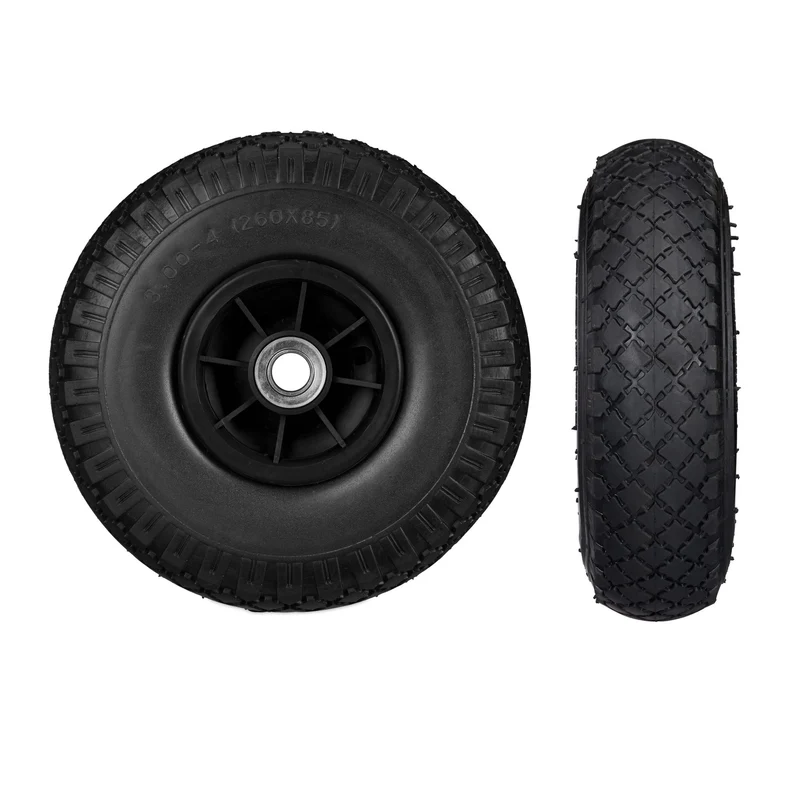 Lot de 2 roues de brouette increvables 26 x 8,5 cm confort de transport durable en caoutchouc noir 13_0007215